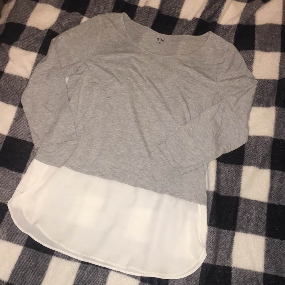Gray and cream blouse